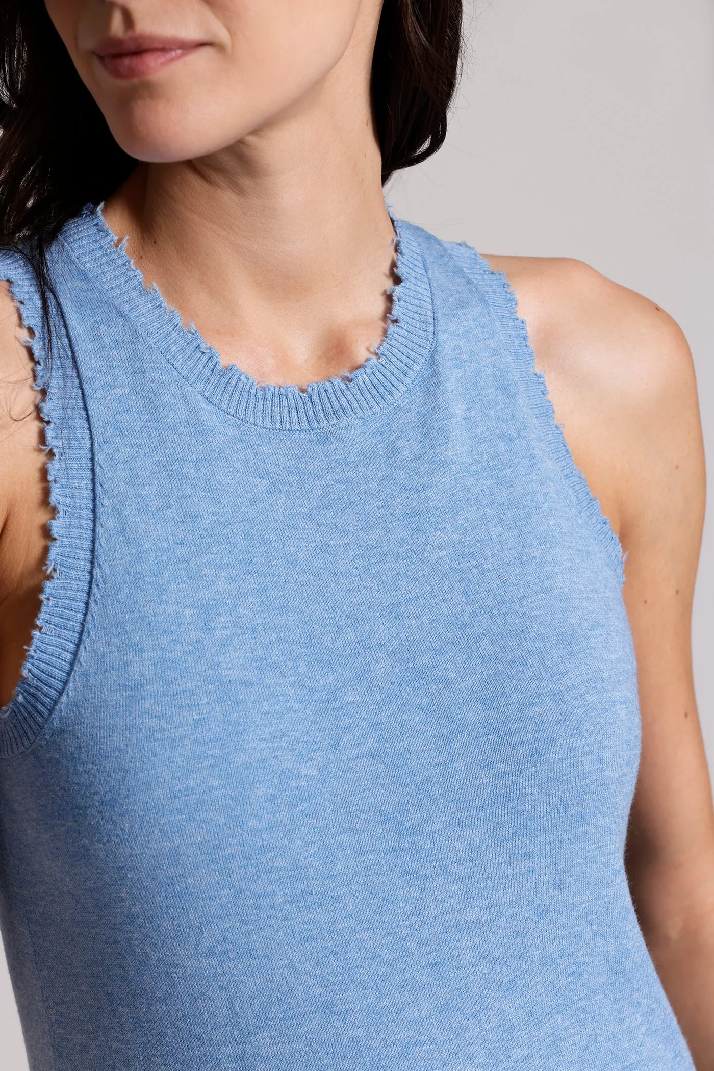 Minnie Rose Cotton Frayed Tank
