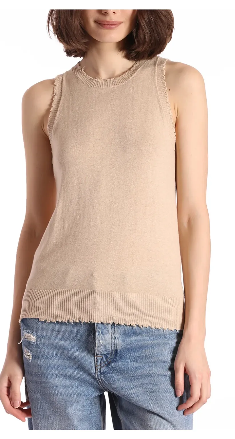 Minnie Rose Cotton Frayed Tank