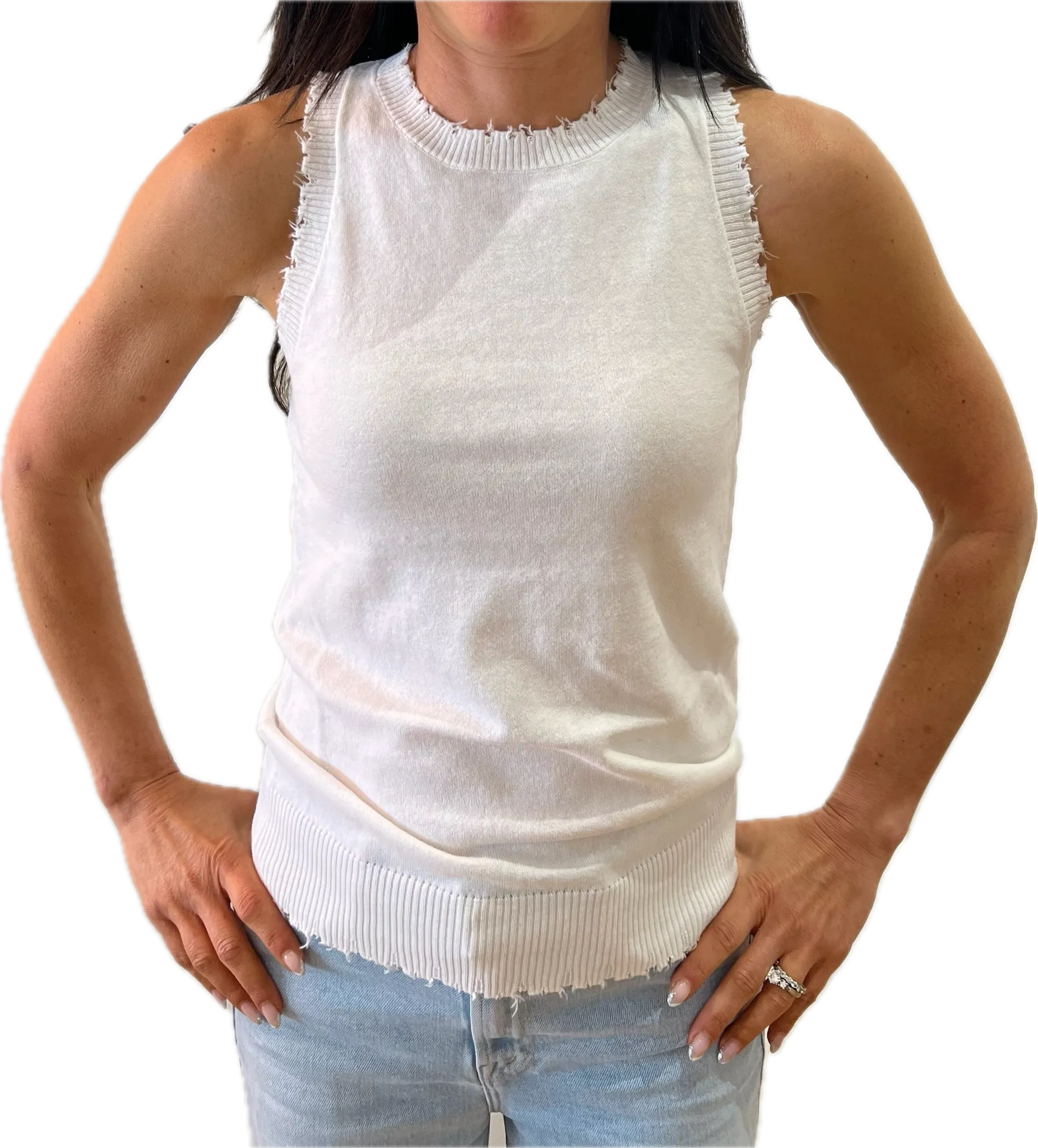 Minnie Rose Cotton Frayed Tank