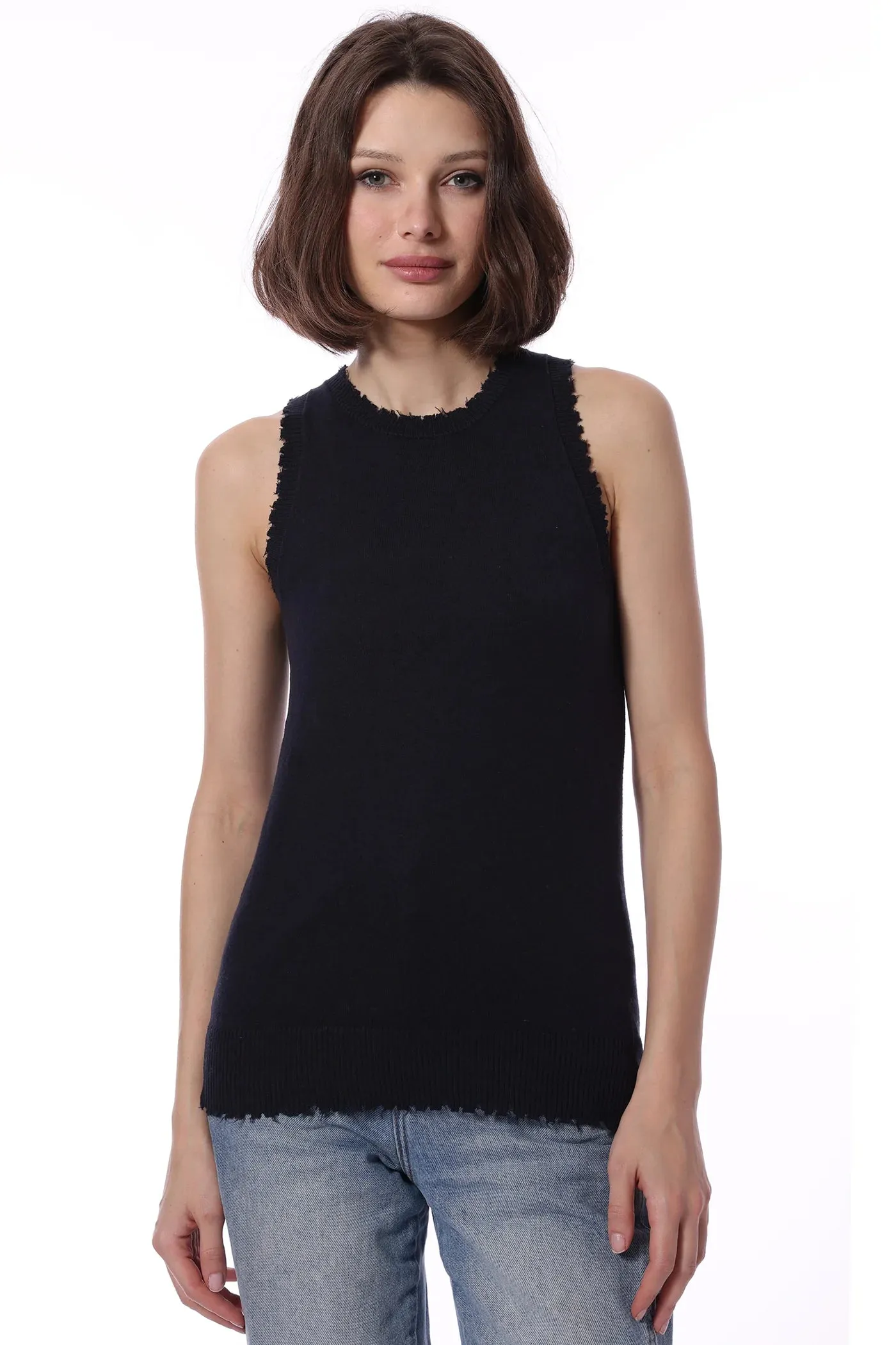 Minnie Rose Cotton Frayed Tank
