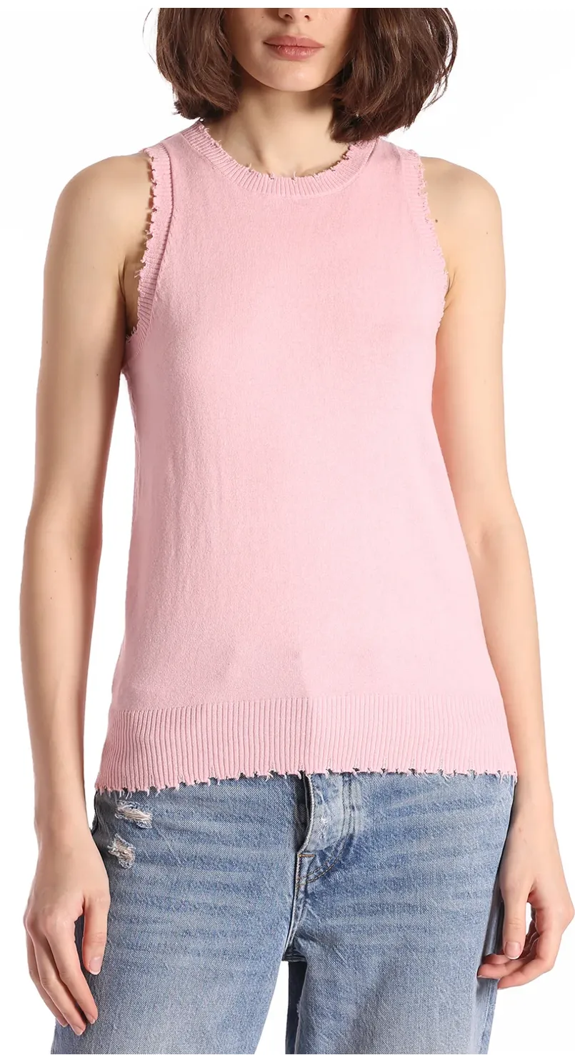 Minnie Rose Cotton Frayed Tank