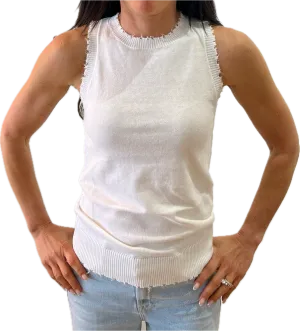 Minnie Rose Cotton Frayed Tank
