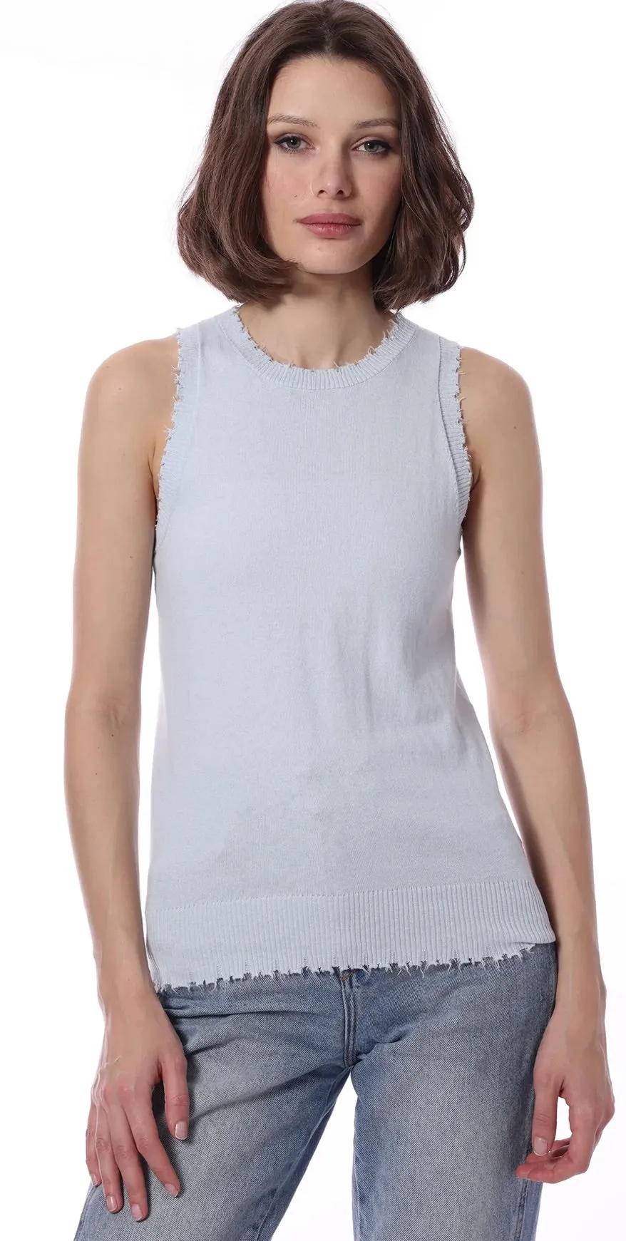 Minnie Rose Cotton Frayed Tank