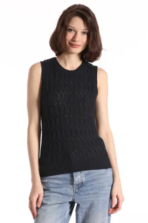 Minnie Rose Cotton Pointelle Sleeveless Tank