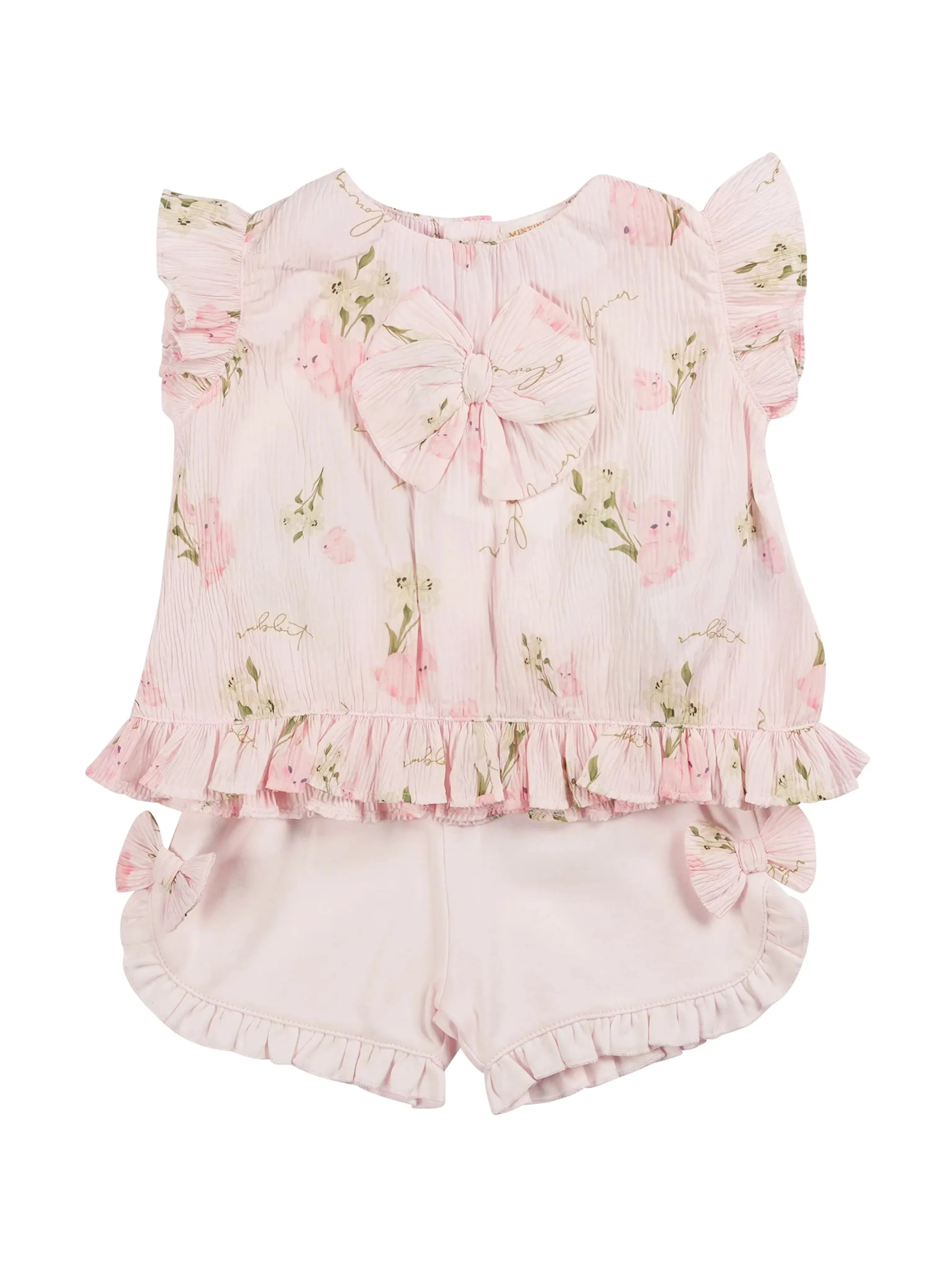 Mintini Baby pink floral short set