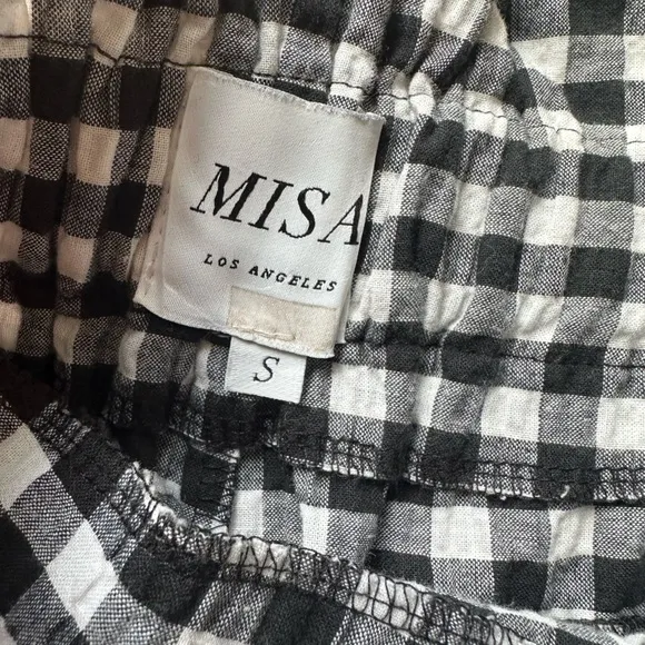 MISA LOS ANGELES KAYIN BLACK WHITE GINGHAM WAIST TIE Shorts Skort Size Small