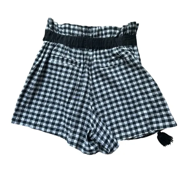 MISA LOS ANGELES KAYIN BLACK WHITE GINGHAM WAIST TIE Shorts Skort Size Small