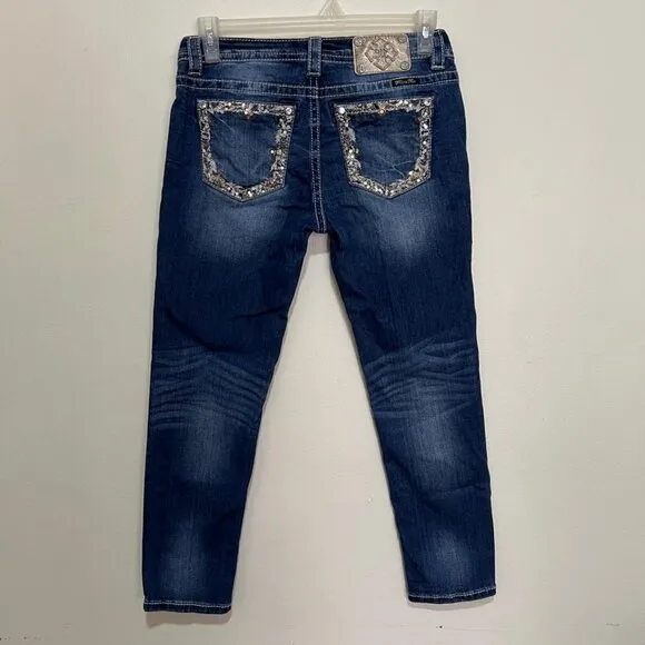 Miss Me Blue Denim Ankle Skinny Jeans Size 29 Style JP8715AK