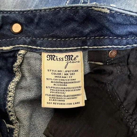 Miss Me Blue Denim Ankle Skinny Jeans Size 29 Style JP8715AK