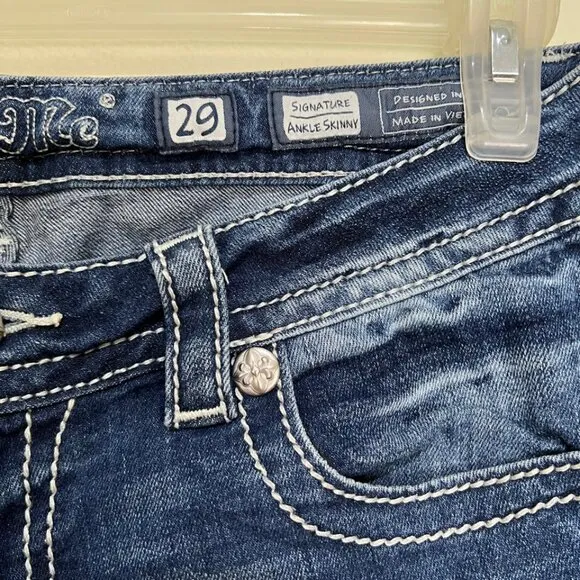 Miss Me Blue Denim Ankle Skinny Jeans Size 29 Style JP8715AK