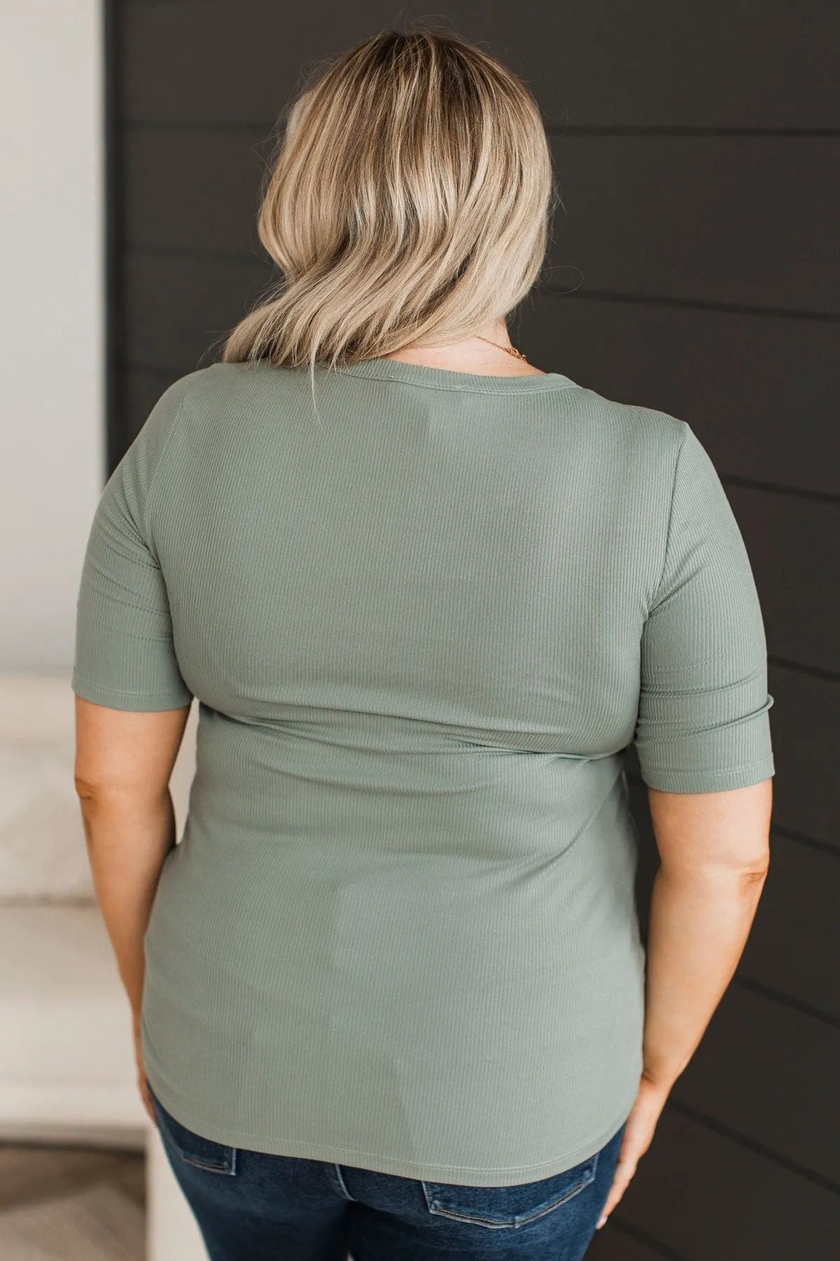 Miss What We Had V-Neck Top- Dusty Sage