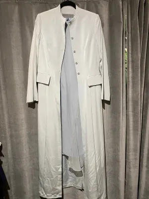 Morgane Lefay Light Blue Chiffon Shift Dress with Overcoat
