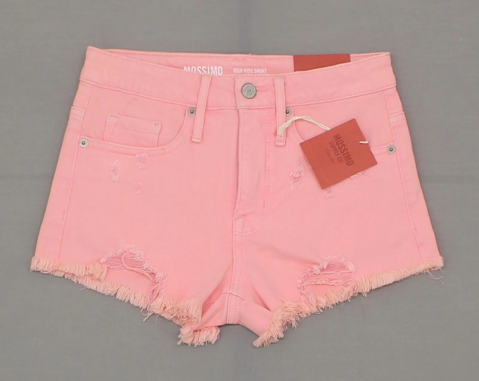 Mossimo Women's High-Rise Destructed Denim Jean Shorts Pink