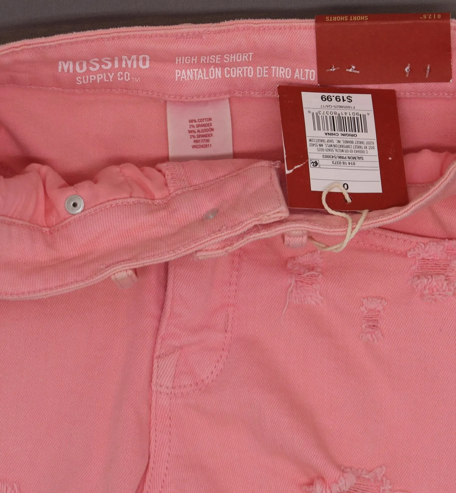 Mossimo Women's High-Rise Destructed Denim Jean Shorts Pink
