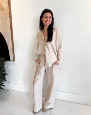 Natalie Busby Closet Hero Blouse in Stone Linen