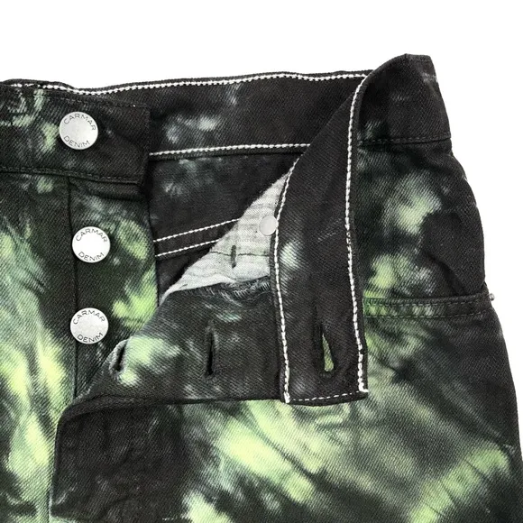 NEW Carmar Titania LF Tie Dye Green Black Cutoff Jean Shorts 26