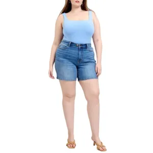 NEW Plus Judy Blue Full Size 2 Button Denim Shorts with Pockets Plus Size