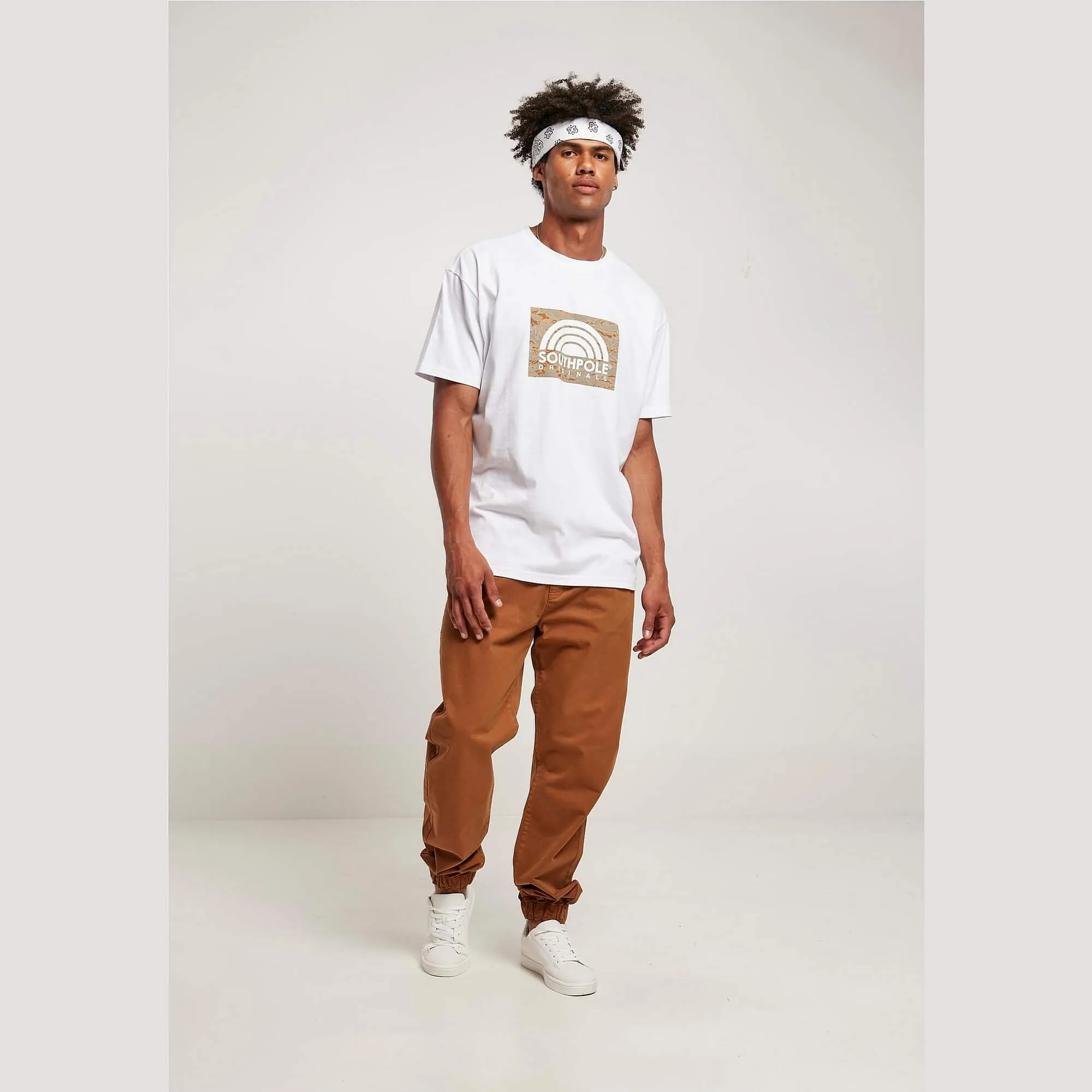 Nohavice jogger  Southpole Script Twill Pants Toffee