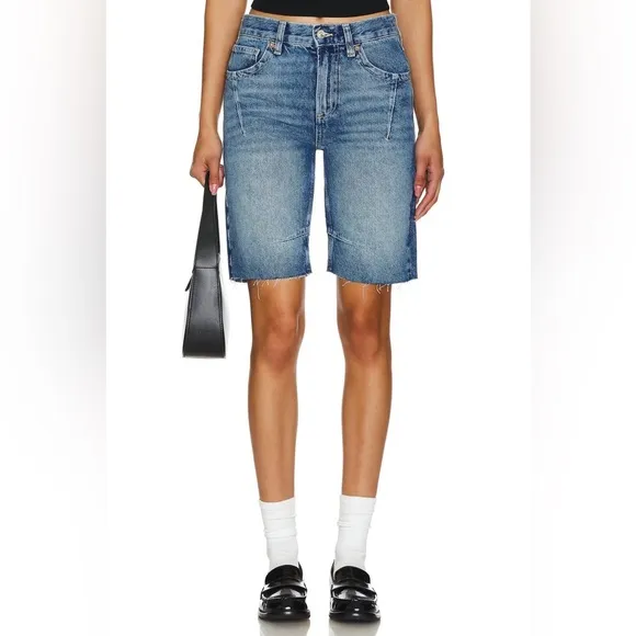 NWOT Free People Ghost Town High Rise Long Denim Jean Shorts Size 33