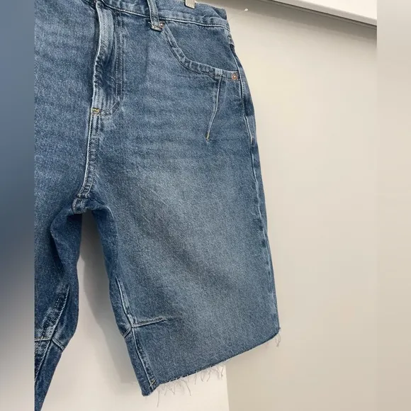 NWOT Free People Ghost Town High Rise Long Denim Jean Shorts Size 33