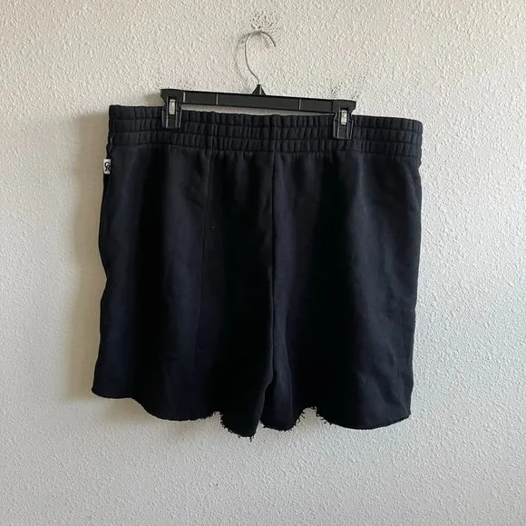 NWOT Good American Black Cotton Jersey Fleece Shorts Size 4 Style GS0022