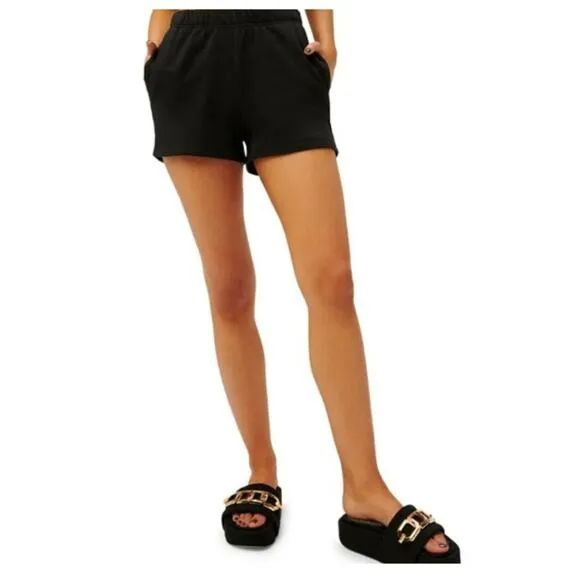 NWOT Good American Black Cotton Jersey Fleece Shorts Size 4 Style GS0022