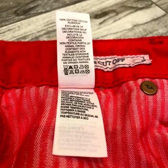 🍀NWOT Lucky Brand Hot Red Cut Off Jean Shorts in Size 0/25!