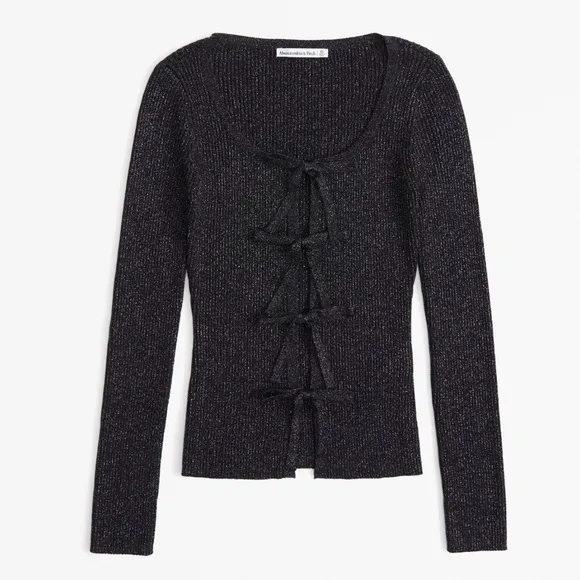 NWT Abercrombie &amp; Fitch Bow Tie-Front Slim Metallic Cardigan Medium
