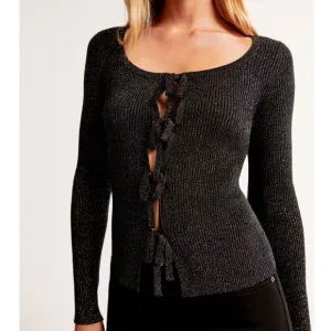 NWT Abercrombie &amp; Fitch Bow Tie-Front Slim Metallic Cardigan Medium