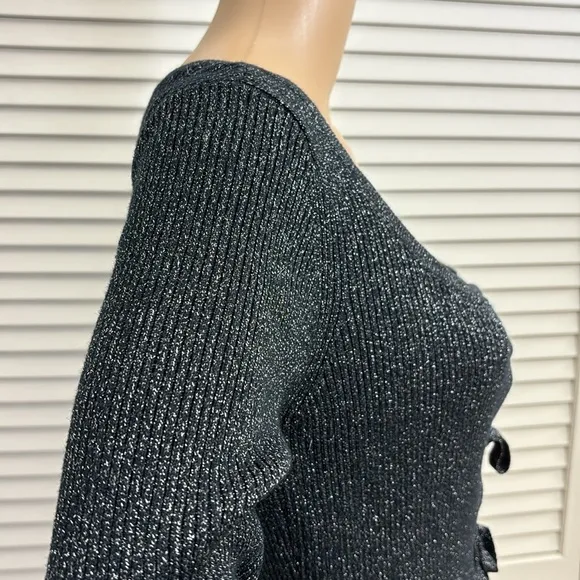 NWT Abercrombie &amp; Fitch Bow Tie-Front Slim Metallic Cardigan Medium