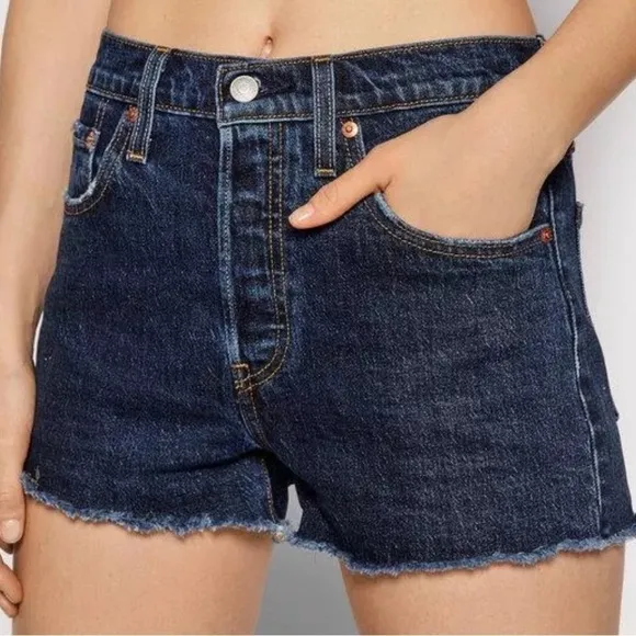 NWT Levi’s 501 Original High Waist Denim Shorts In Salsa Center