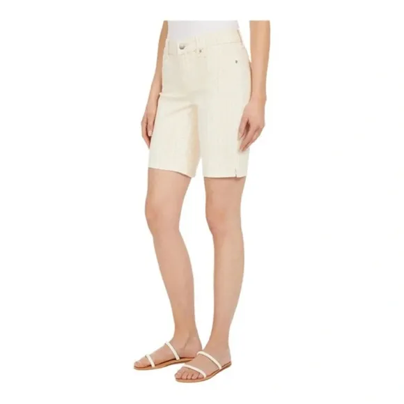 NYDJ Ella 9&quot; Denim Shorts in Vertical Paisley