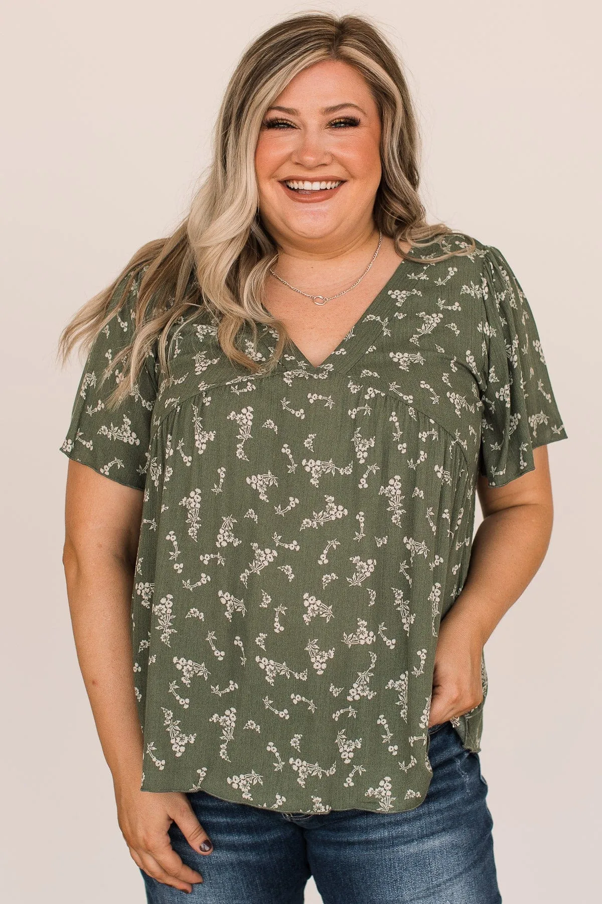 On The Plus Side Babydoll Top- Olive