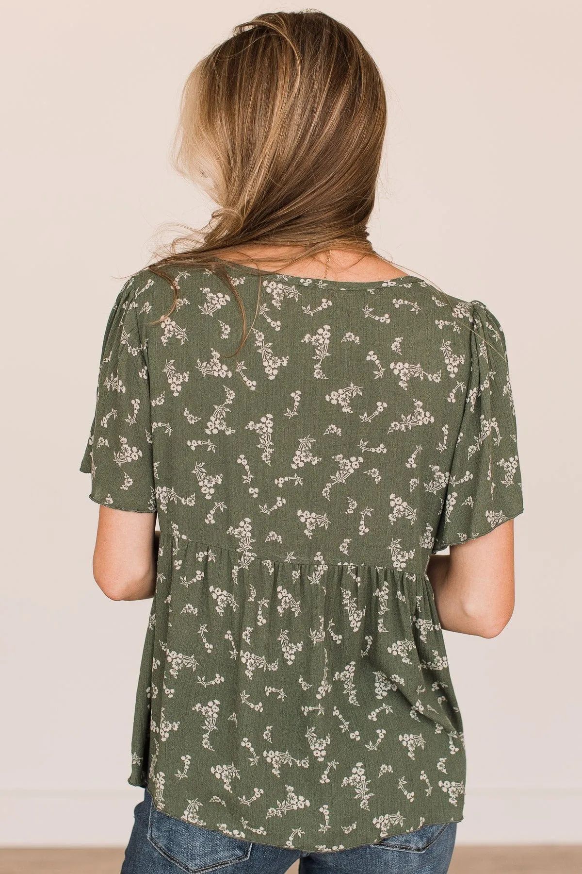 On The Plus Side Babydoll Top- Olive