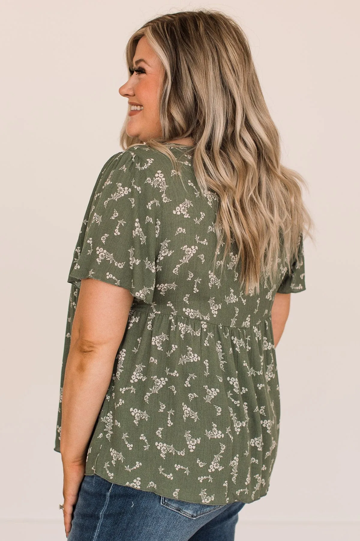 On The Plus Side Babydoll Top- Olive