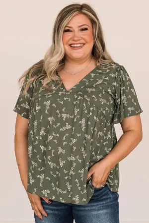 On The Plus Side Babydoll Top- Olive