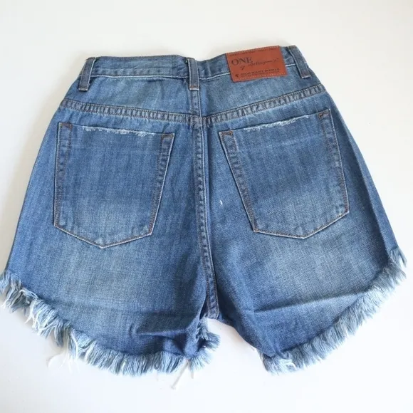 One Teaspoon - Free People Blue Cult High Waist Bonitas  Shorts Size 24 NWT