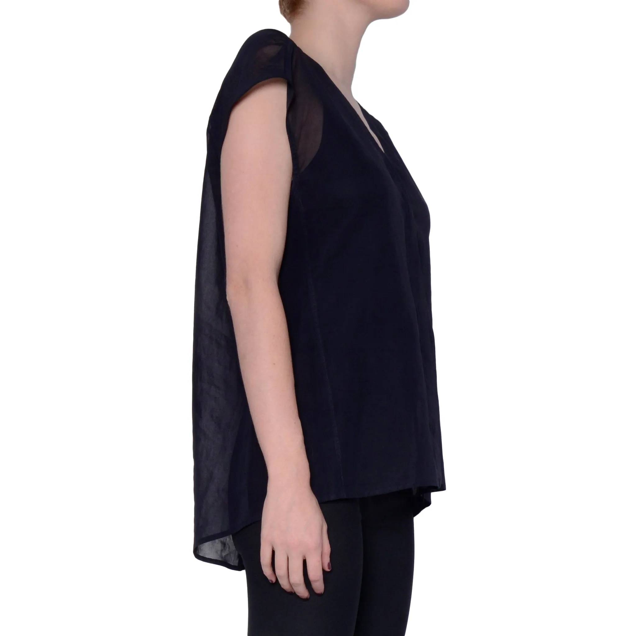 Organdy Sheer V Neck Blouse - SHURA