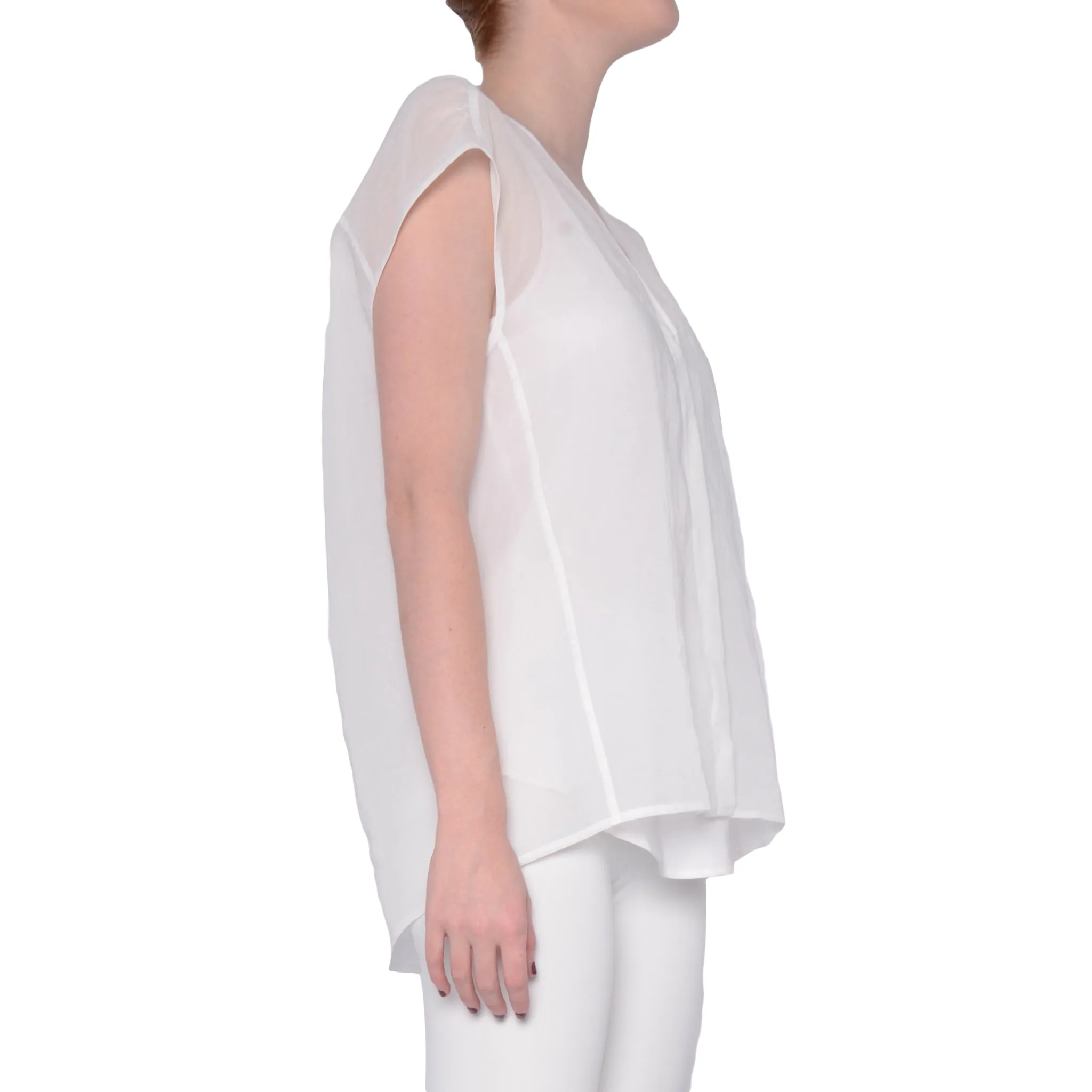 Organdy Sheer V Neck Blouse - SHURA