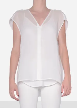 Organdy Sheer V Neck Blouse - SHURA