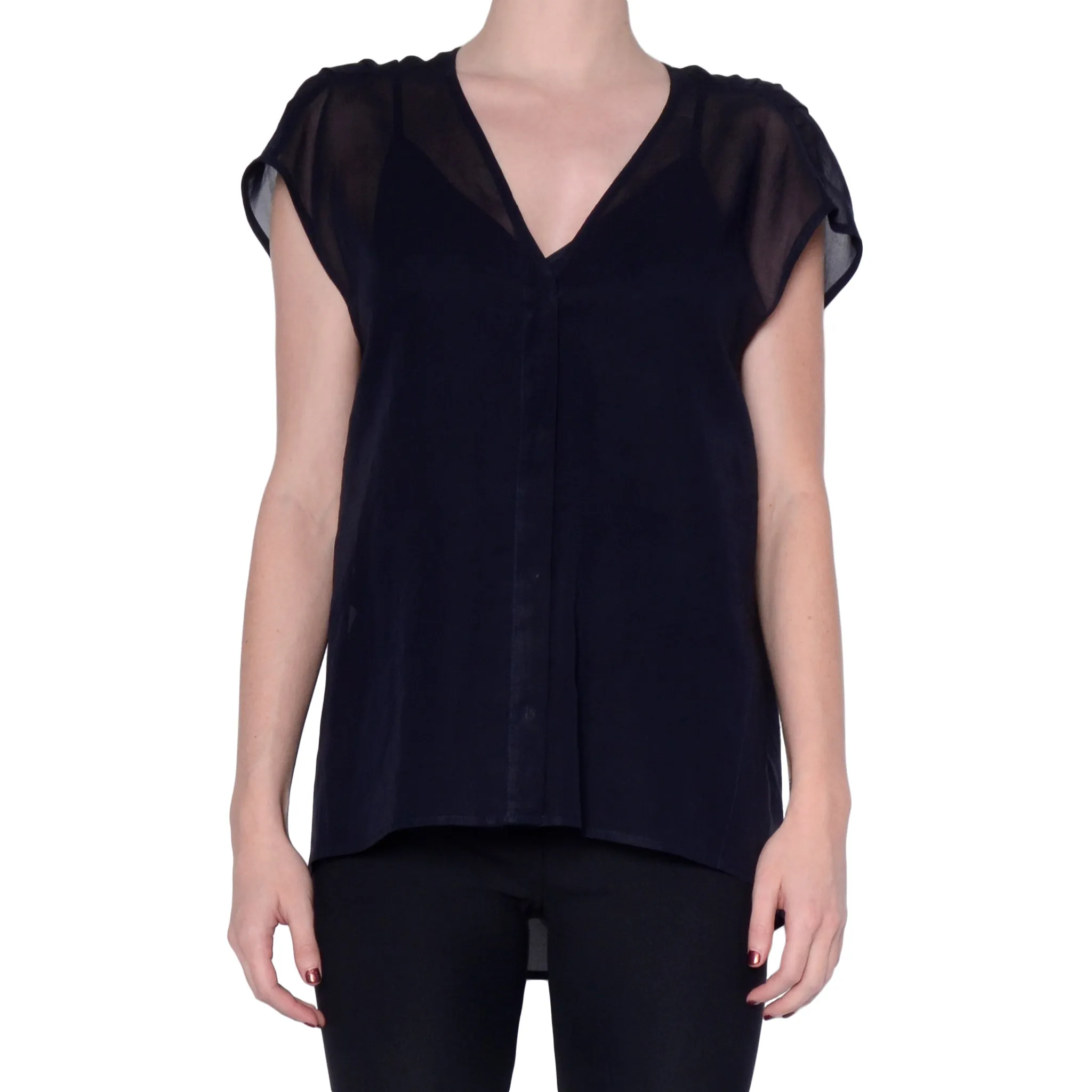 Organdy Sheer V Neck Blouse - SHURA