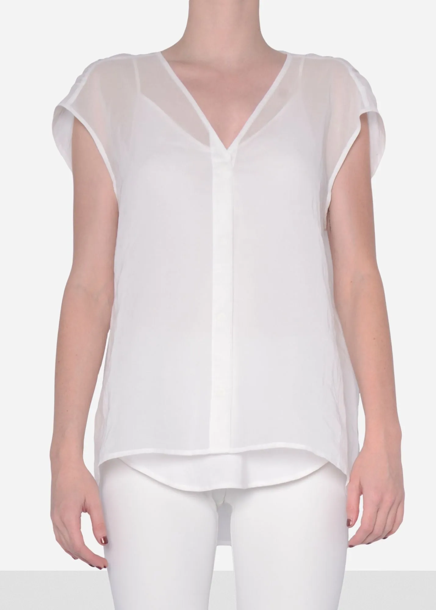 Organdy Sheer V Neck Blouse - SHURA