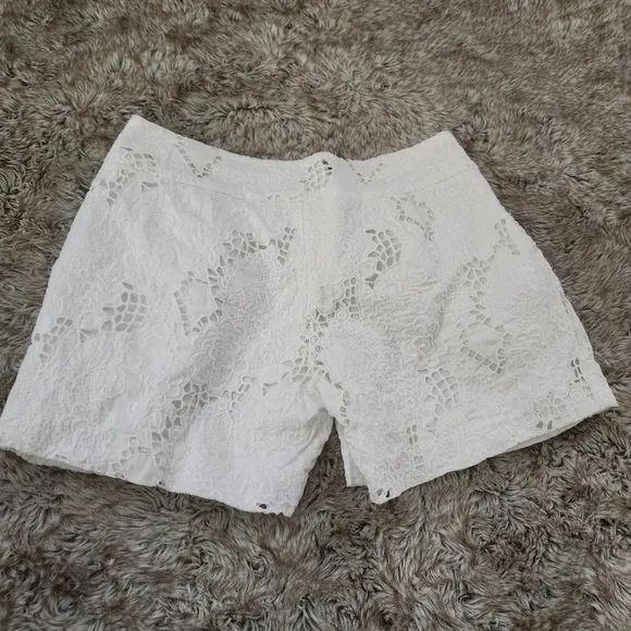 Organic John Patrick White Eyelet Lace Recycled Cotton Shorts Women's Size 6