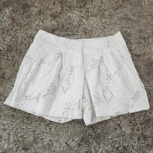 Organic John Patrick White Eyelet Lace Recycled Cotton Shorts Women's Size 6