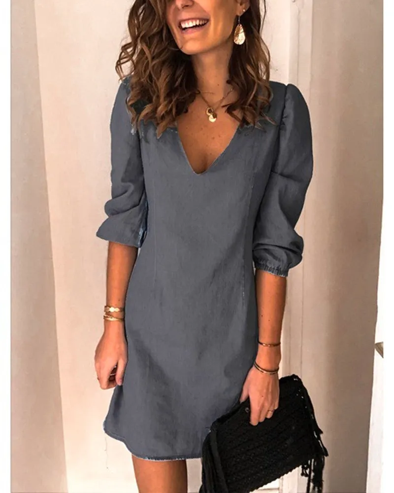Oversized Loose Casual Short Sleeve Mini Dress Plus Size