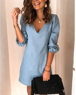 Oversized Loose Casual Short Sleeve Mini Dress Plus Size
