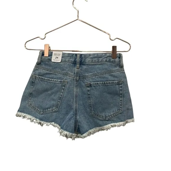 PACSUN Light Blue High Waisted Denim Festival Shorts.  Size 24 NWT