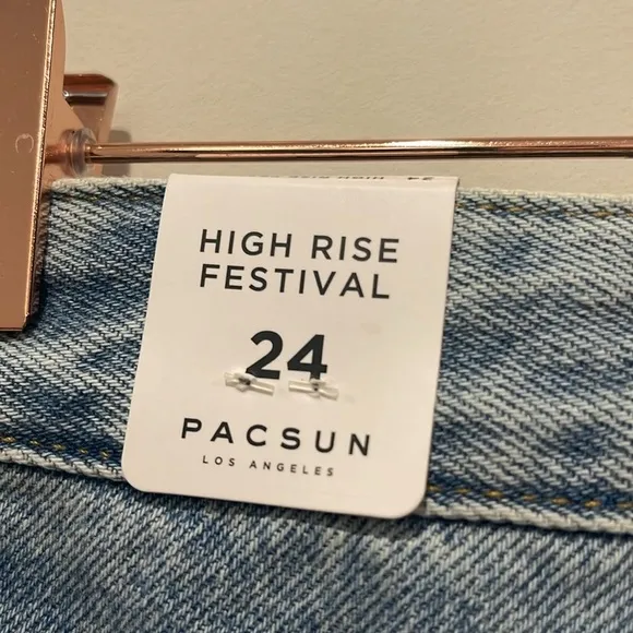 PACSUN Light Blue High Waisted Denim Festival Shorts.  Size 24 NWT