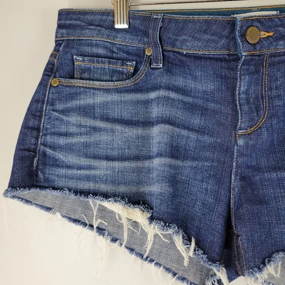 PAIGE Echo Park mid rise frayed edge denim short cut-off shorts in Journey wash