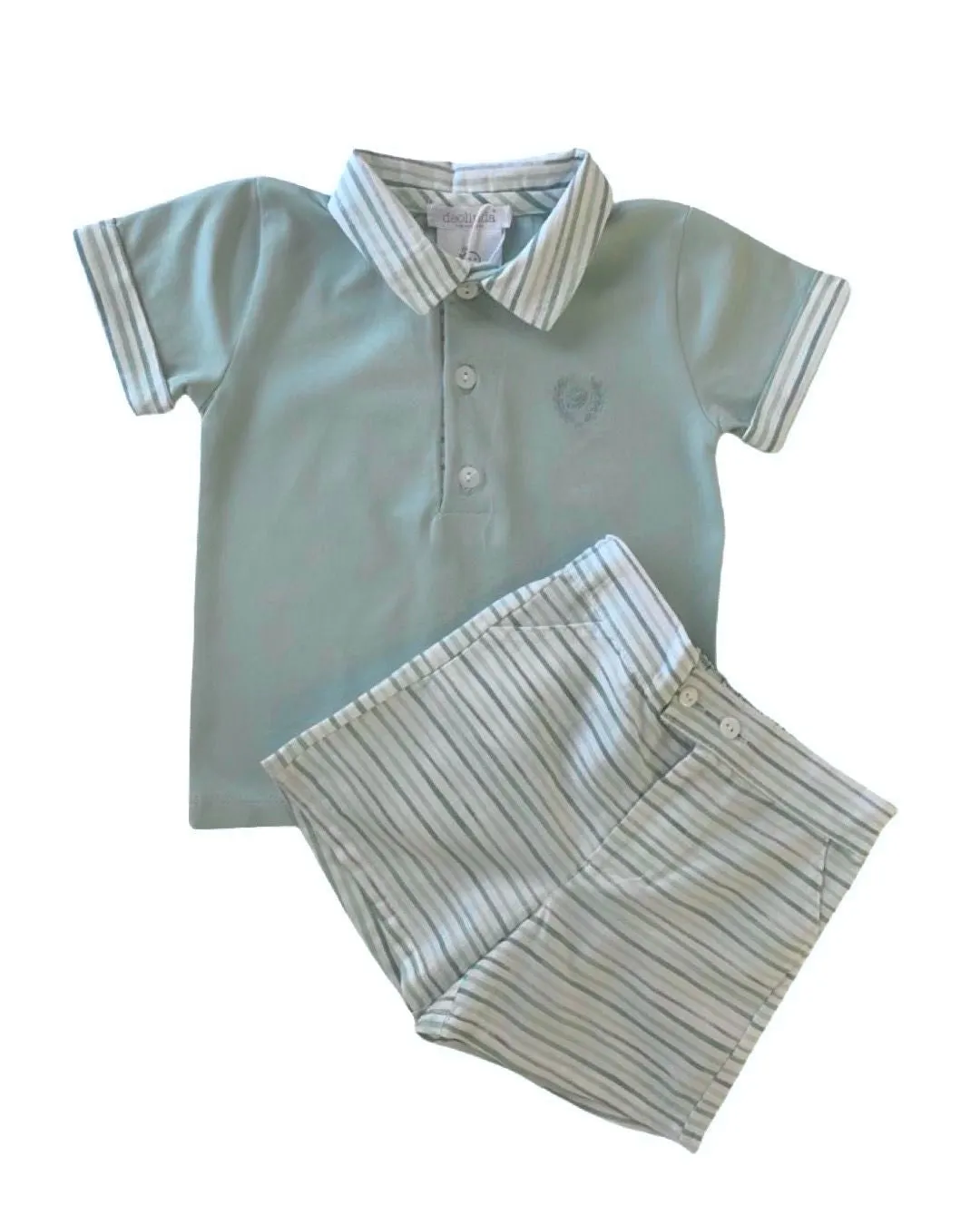 Pale Green and White 2-Piece Short Set